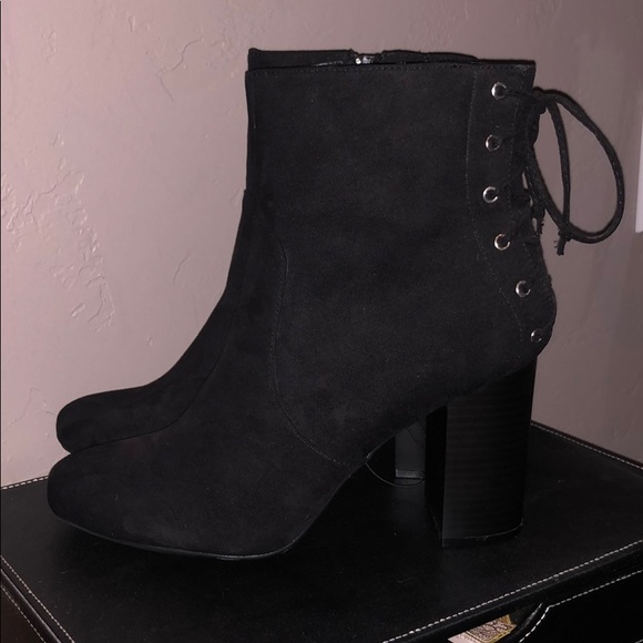 Forever 21 Black Faux Suede Lace-up Booties - Picture 2 of 5